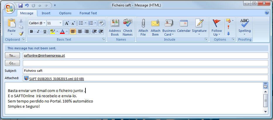 enviar o SAFT num email